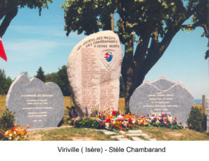 Stèle aux morts des maquis des Chambarands édifiée à Viriville (Isère)